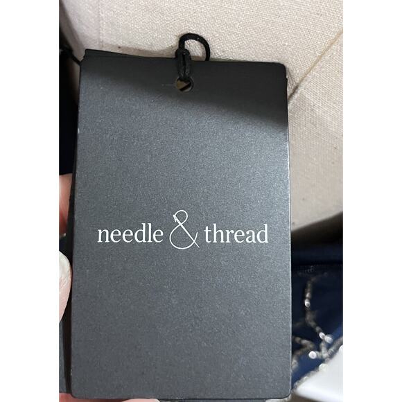 Needle & Thread Linear Butterfly Beaded Sheer Mesh Shift Dress Sz 4 India Made - Picture 13 of 16